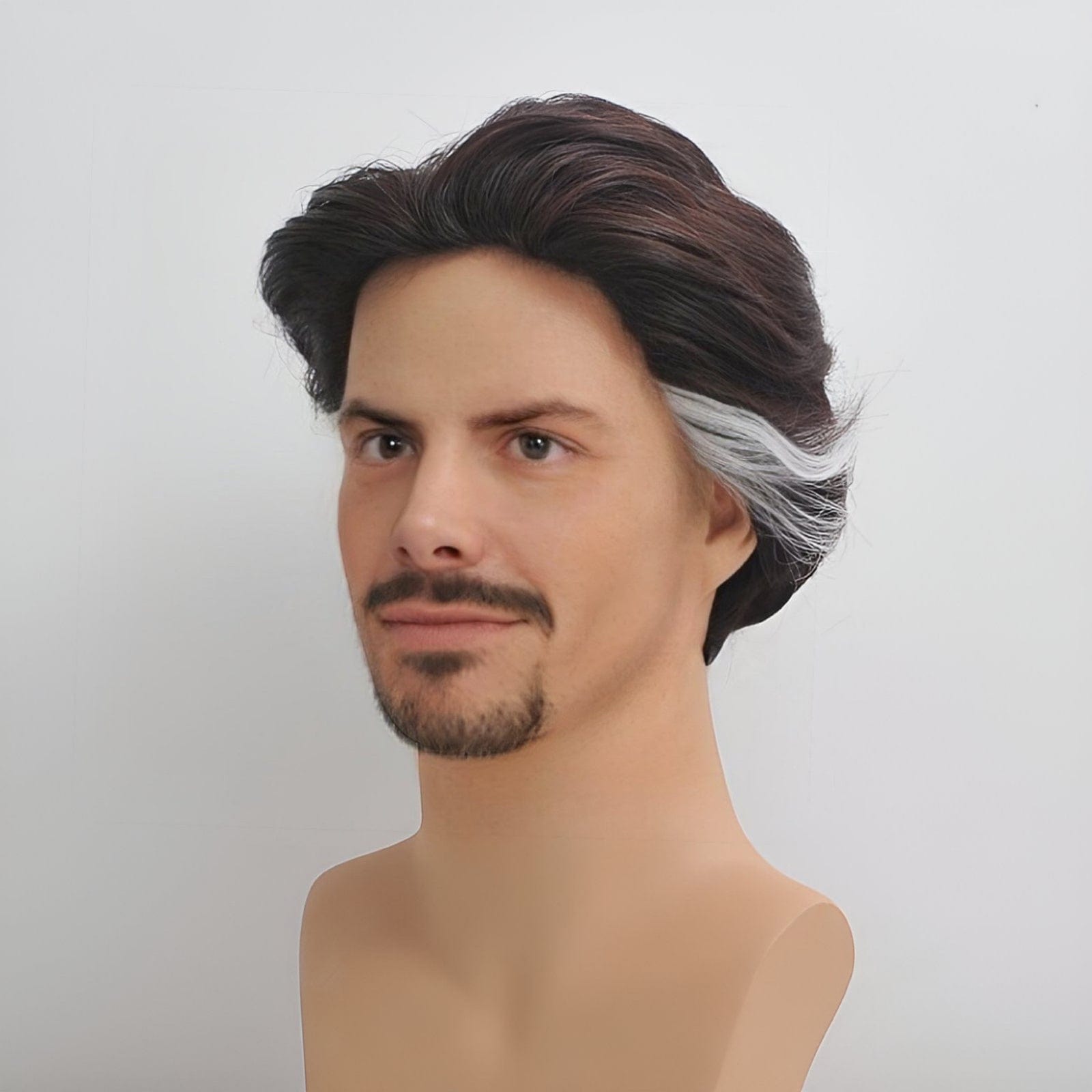 Dr Strange cosplay wig dark brown with white highlight