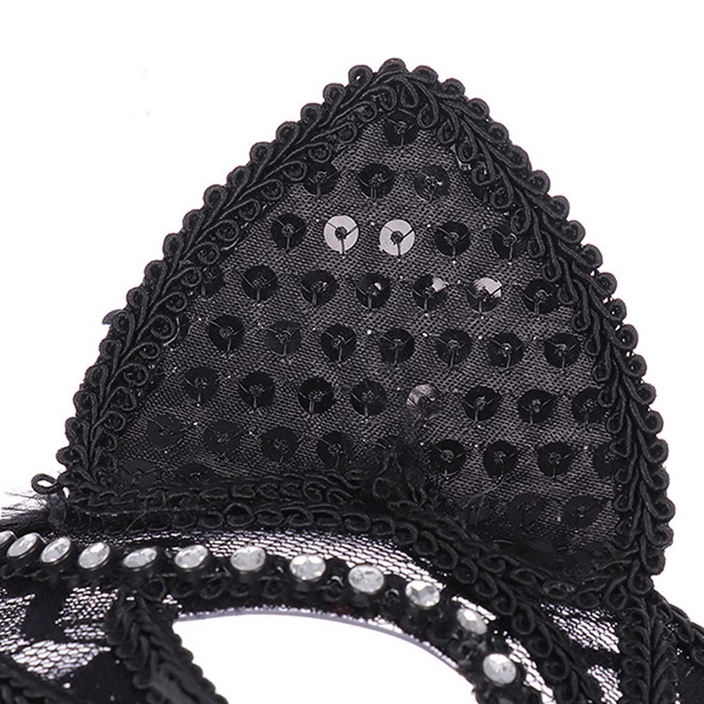 nevermindyrhead Black Cat Masquerade Lace Rhinestones Mask For Fancy Dress Christmas Halloween Costume Party Girls Women