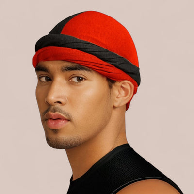 Color Block Turban for Men Twist Head Wraps Durag Satin Lined Unisex Scarf Tie Wave Cap