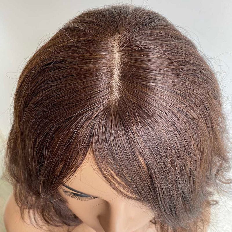 nevermindyrhead Dark Brown Human Hair Wig For Women Long Bangs Short Bob Curly Hair