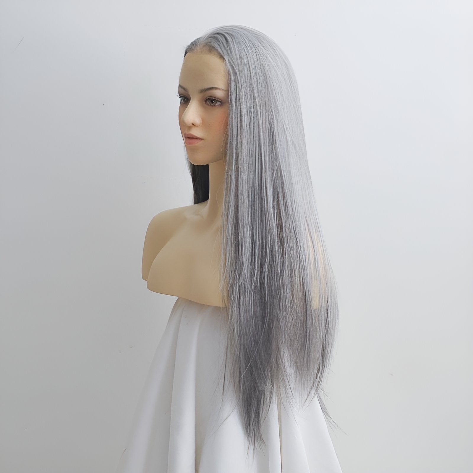 nevermindyrhead Gray Lace Front Wig For Women Long Straight Free Part Sicked Smooth Natural Looking