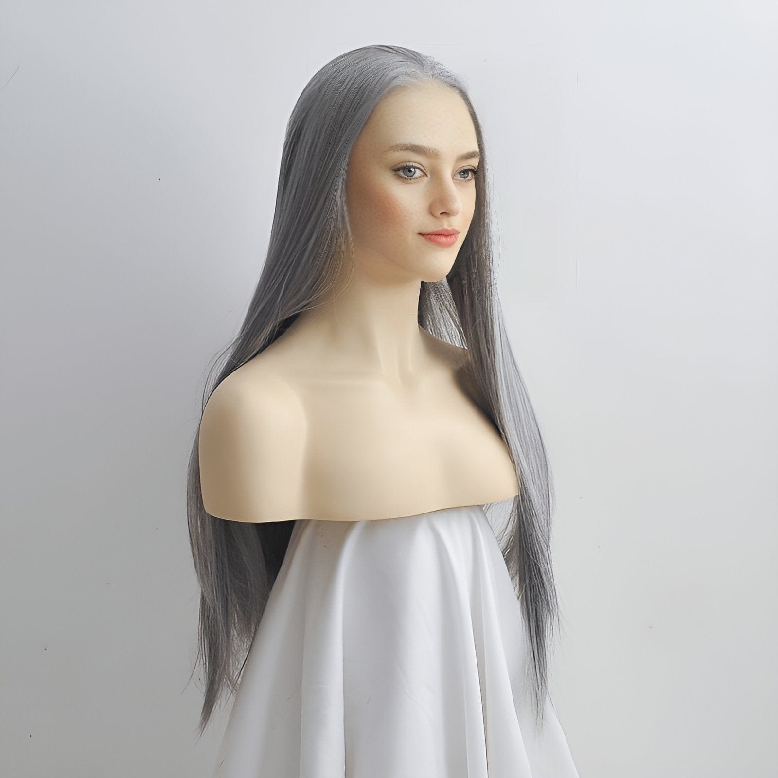 nevermindyrhead Gray Lace Front Wig For Women Long Straight Free Part Sicked Smooth Natural Looking