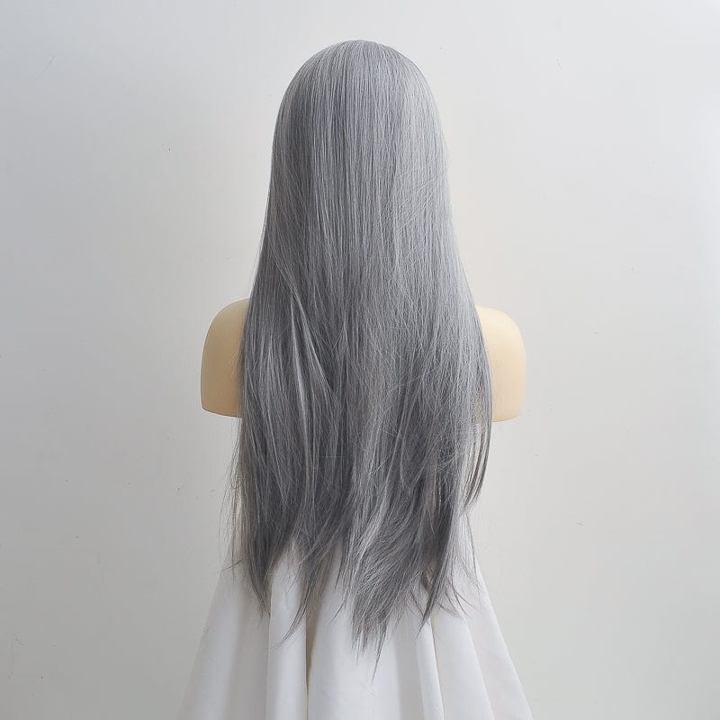 nevermindyrhead Gray Lace Front Wig For Women Long Straight Free Part Sicked Smooth Natural Looking
