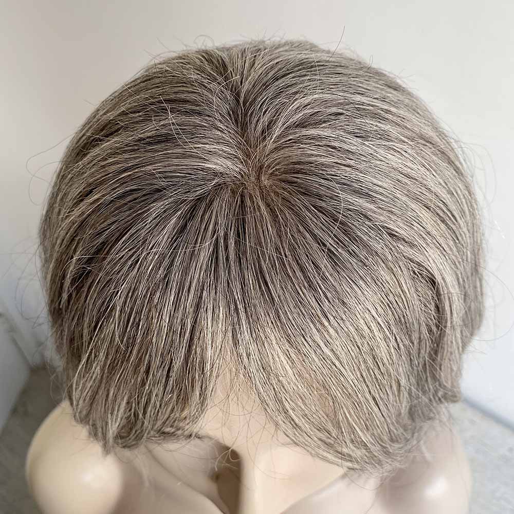 nevermindyrhead Grey Human Hair Wigs For Women Lace Front With Bang Short Bob Wavy Salt And Pepper