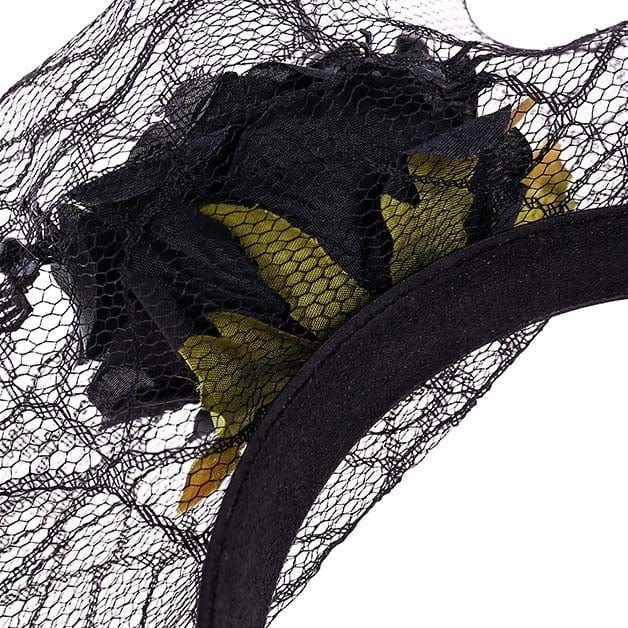 nevermindyrhead Halloween Headband for Women Black Rose Spider Net Lace Hair Accessories