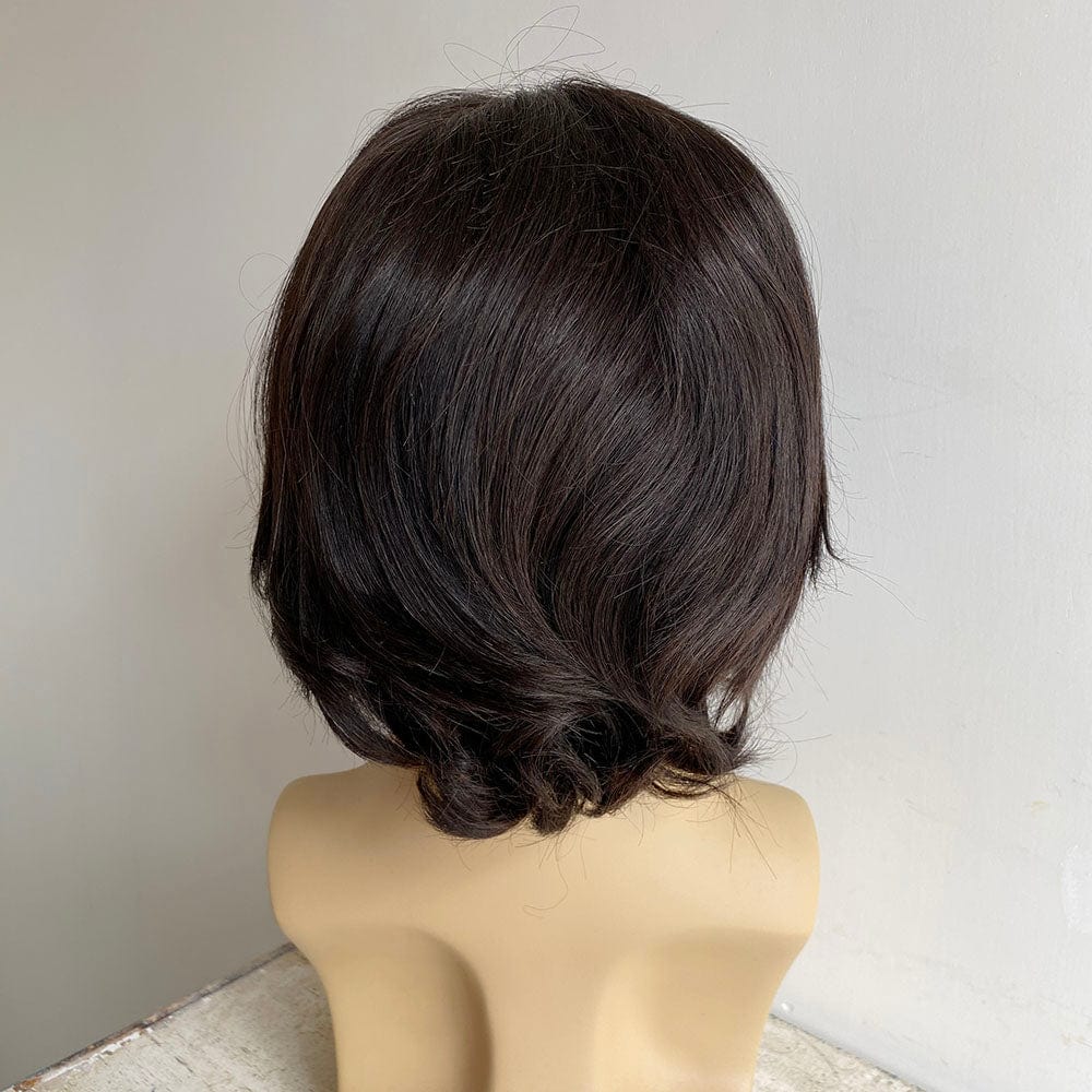 nevermindyrhead Men Black Human Hair Wig Widows Peak 13X6 Lace Front Short Straight For Cosplay Costume