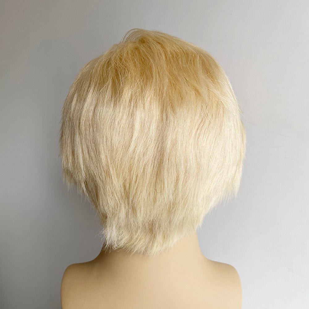nevermindyrhead Men Blonde Human Hair 13X6 Lace Front Wig Short Straight Side Part