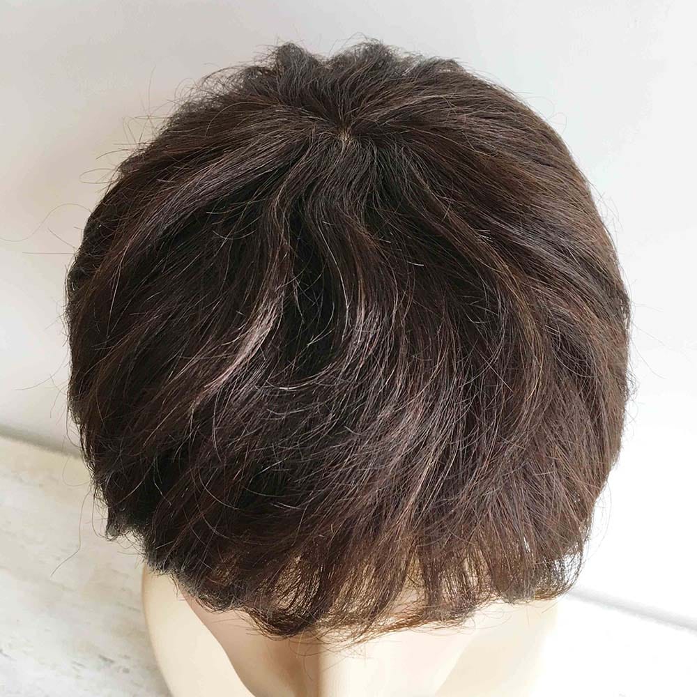 nevermindyrhead Men Dark Brown Textured Fringe Bangs Short Real Human Hair Wig
