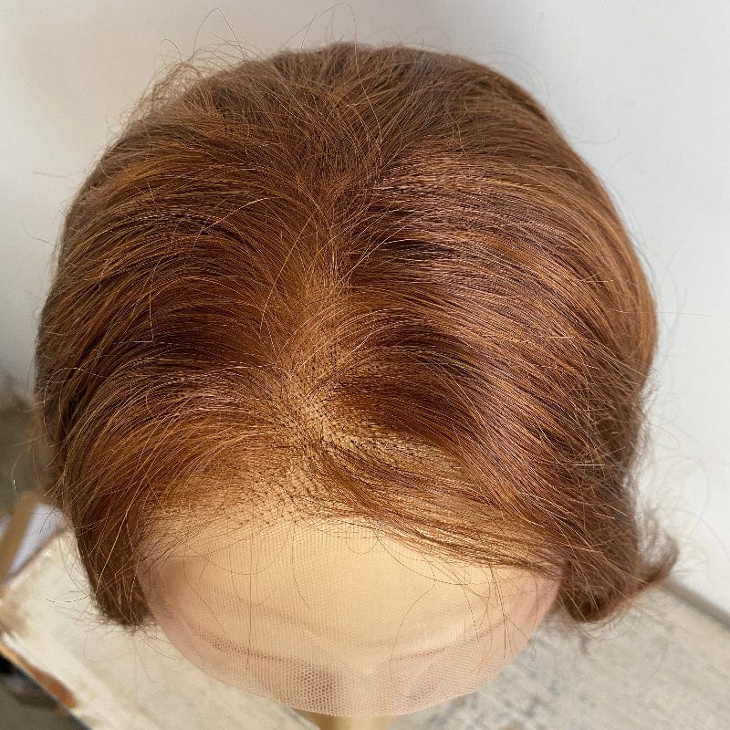 nevermindyrhead Men Human Hair Dark Brown Wig Short Curly Curtain Bangs Lace Front Middle Part