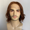 Men Human Hair Dark Brown Wig Short Curly Curtain Bangs Lace Front Middle Part