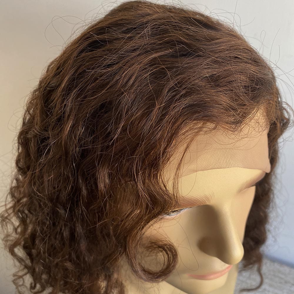 nevermindyrhead Men Human Hair Wig Brown Lace Front Long Curly Costume Cosplay Halloween 13X6 Side Part Hairline