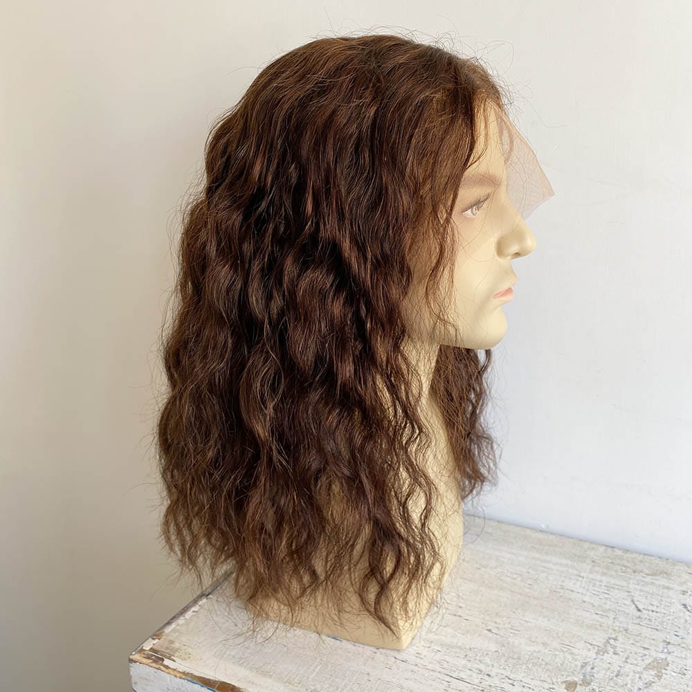nevermindyrhead Men Human Hair Wig Dark Brown 13X6 Lace Front Curly Long Middle Part Cosplay Realistic