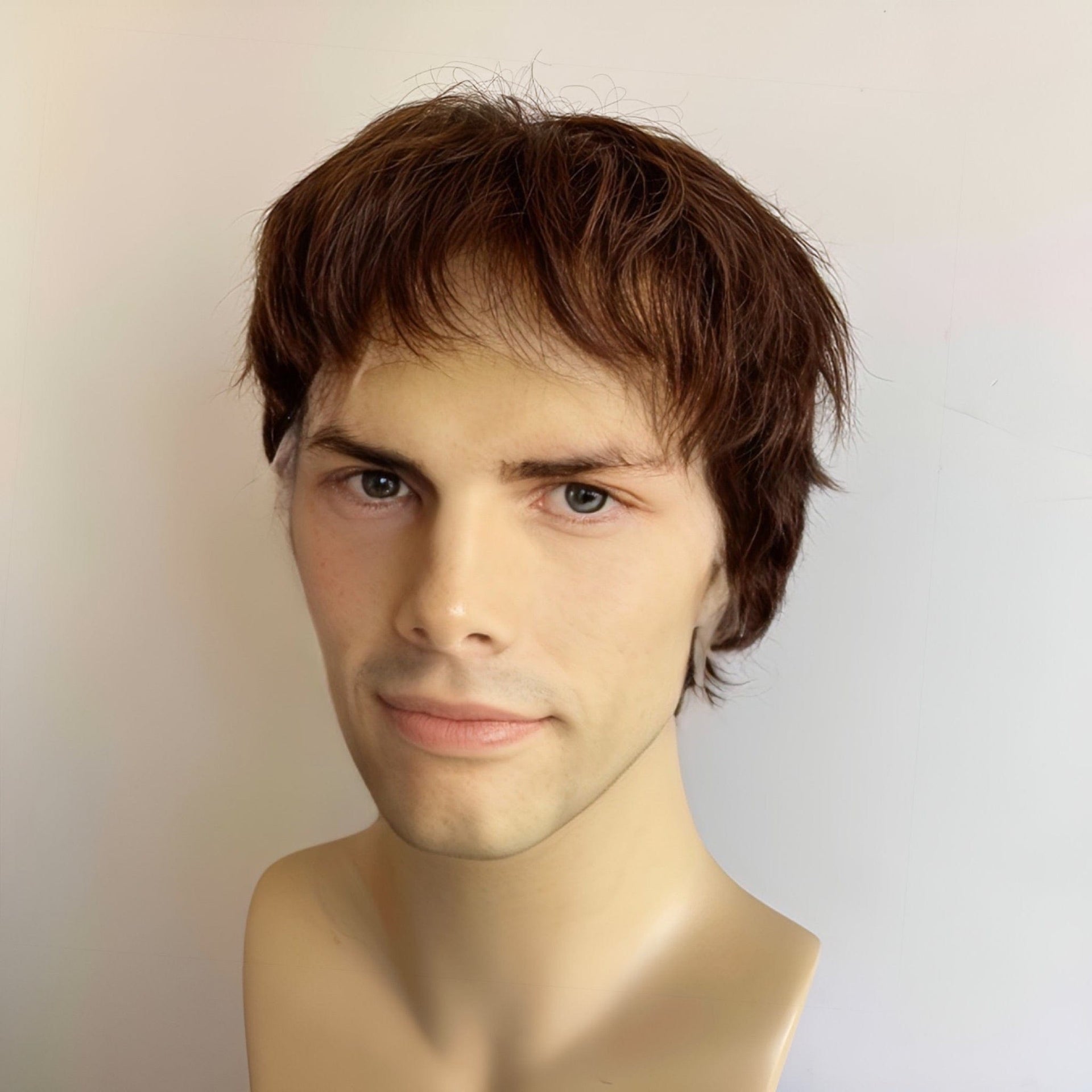 nevermindyrhead Men Human Hair Wig Short Brown Lace Front Wig Short Bangs Fringe Cutting