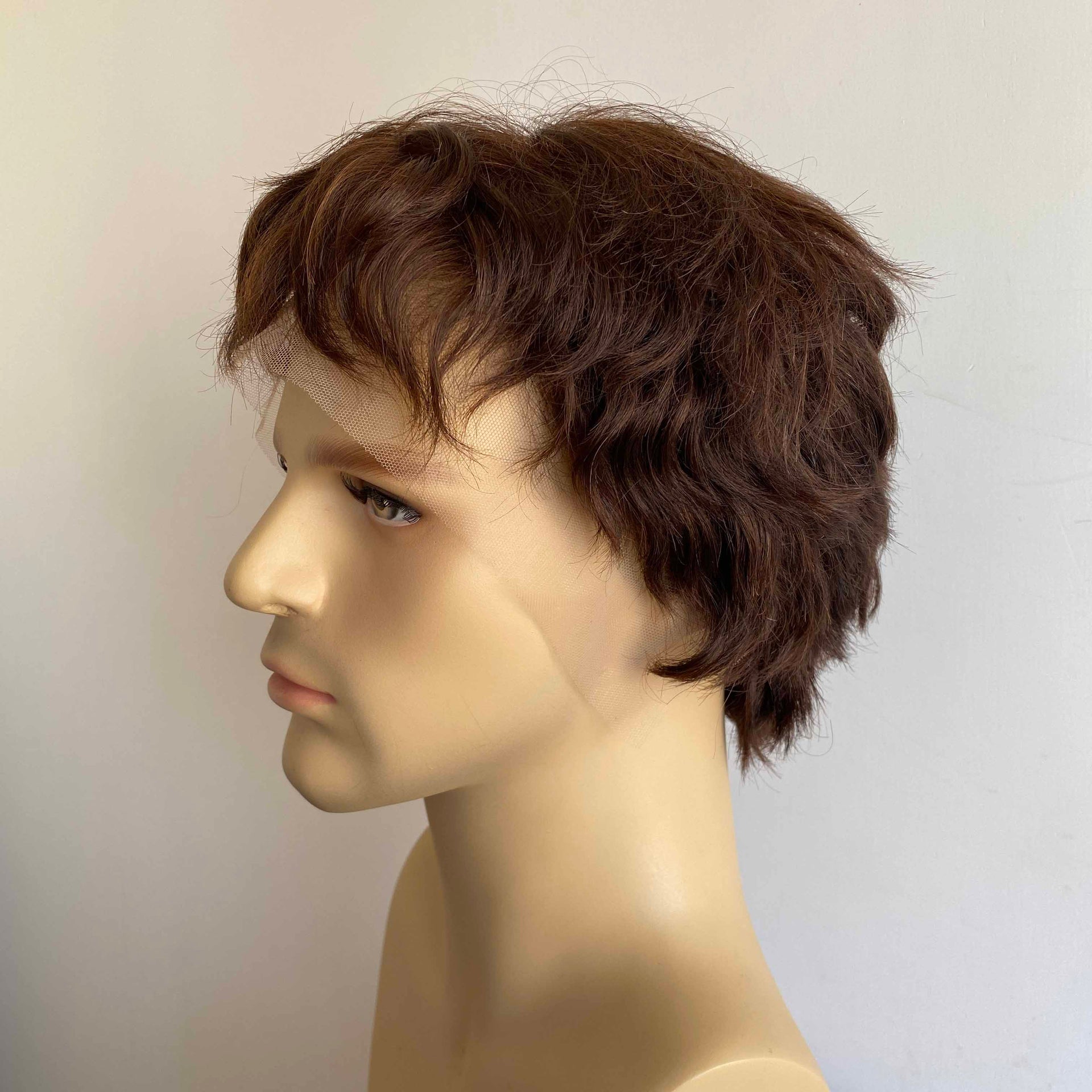 nevermindyrhead Men Human Hair Wig Short Brown Lace Front Wig Short Bangs Fringe Cutting