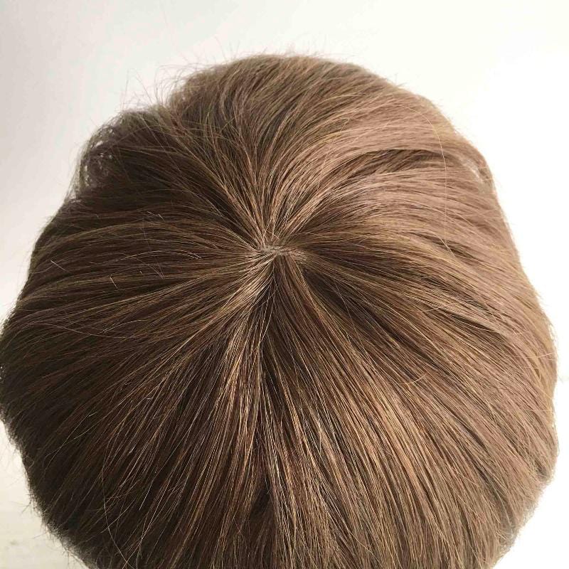 nevermindyrhead Men Light Brown Human Hair Wig With Bangs Short Straight Shaggy Natural Looking