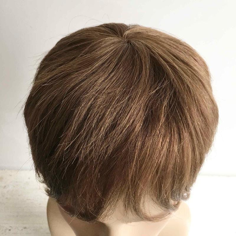 nevermindyrhead Men Light Brown Human Hair Wig With Bangs Short Straight Shaggy Natural Looking
