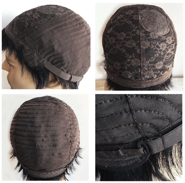 nevermindyrhead Men Light Brown Human Hair Wig With Bangs Short Straight Shaggy Natural Looking