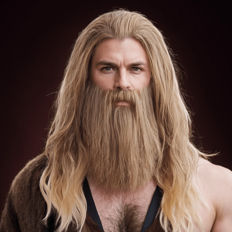 nevermindyrhead Men Ombre Brown Long Wavy Wig & Beard Set Ideal For Hero Fantasy Cosplay
