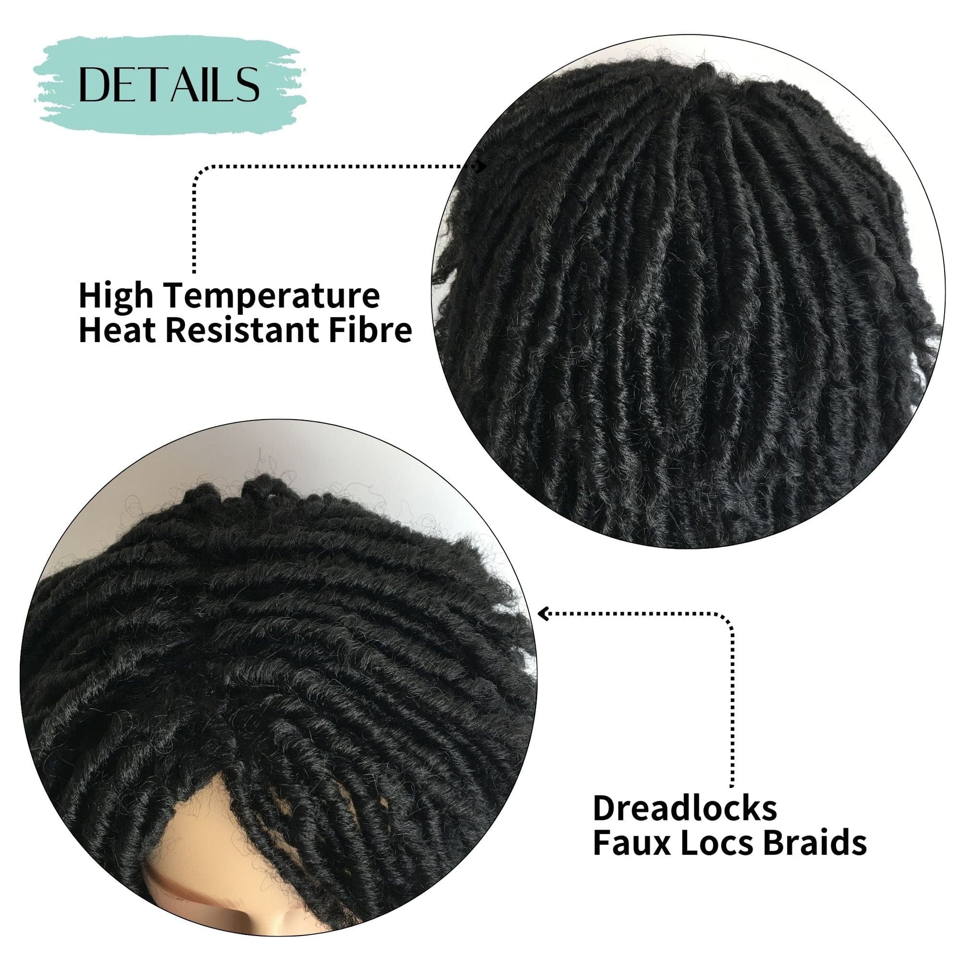 nevermindyrhead Short Dreadlocks Men Wig Afro Bob Crochet Twist Hair Synthetic Black Faux Locs Braids