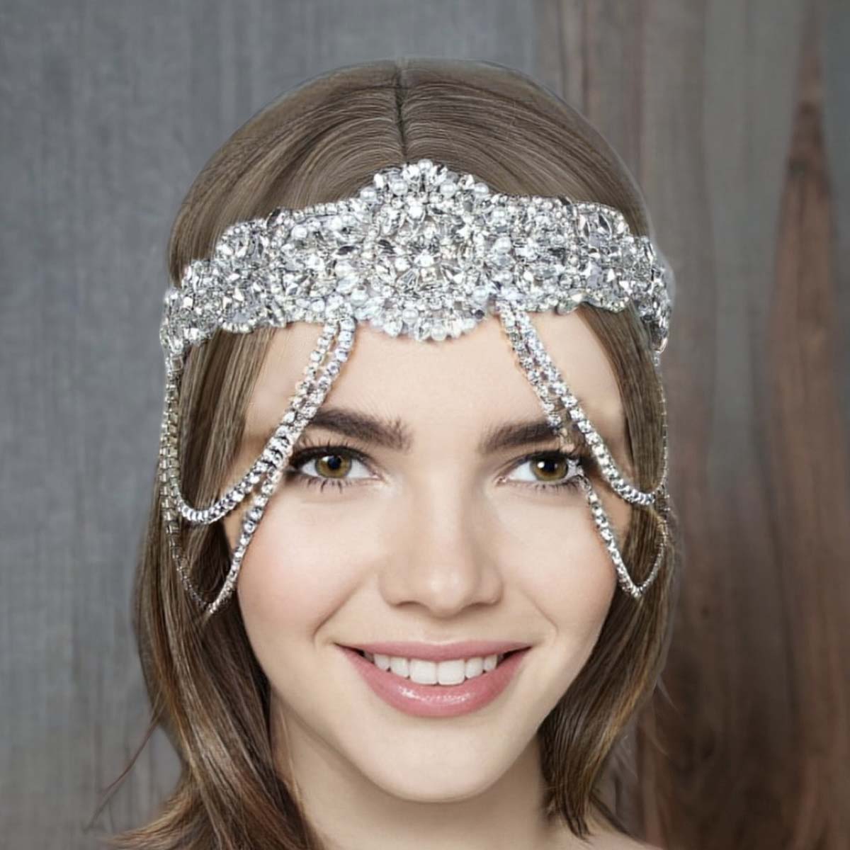nevermindyrhead Wedding Headband Chain Head Jewelry Floral Hair Pieces Crystal Rhinestones Bling Chains Festival Halloween Costume Bridal Hair Accessories For Women Girls A