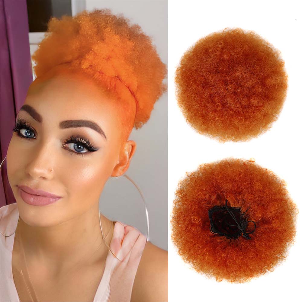 nevermindyrhead Women Afro Puff Drawstring Ponytail Bun Synthetic Kinky Hair Extension 18C#