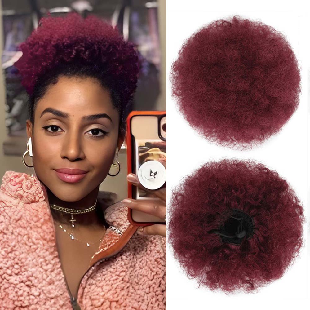 nevermindyrhead Women Afro Puff Drawstring Ponytail Bun Synthetic Kinky Hair Extension BUG#