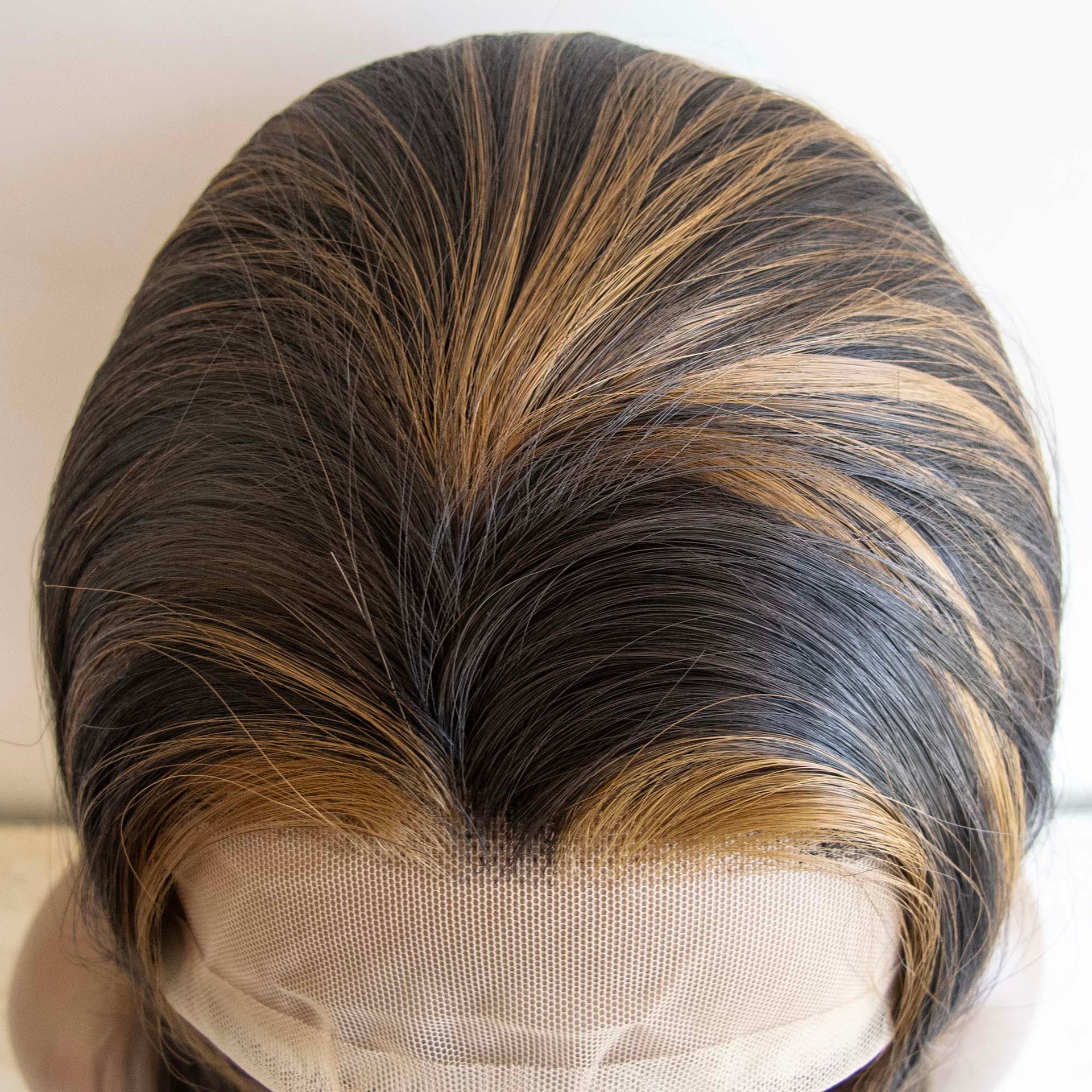 nevermindyrhead Women Black Honey Blonde Highlight Lace Front Slicked Long Straight Hair Wig 24 Inches