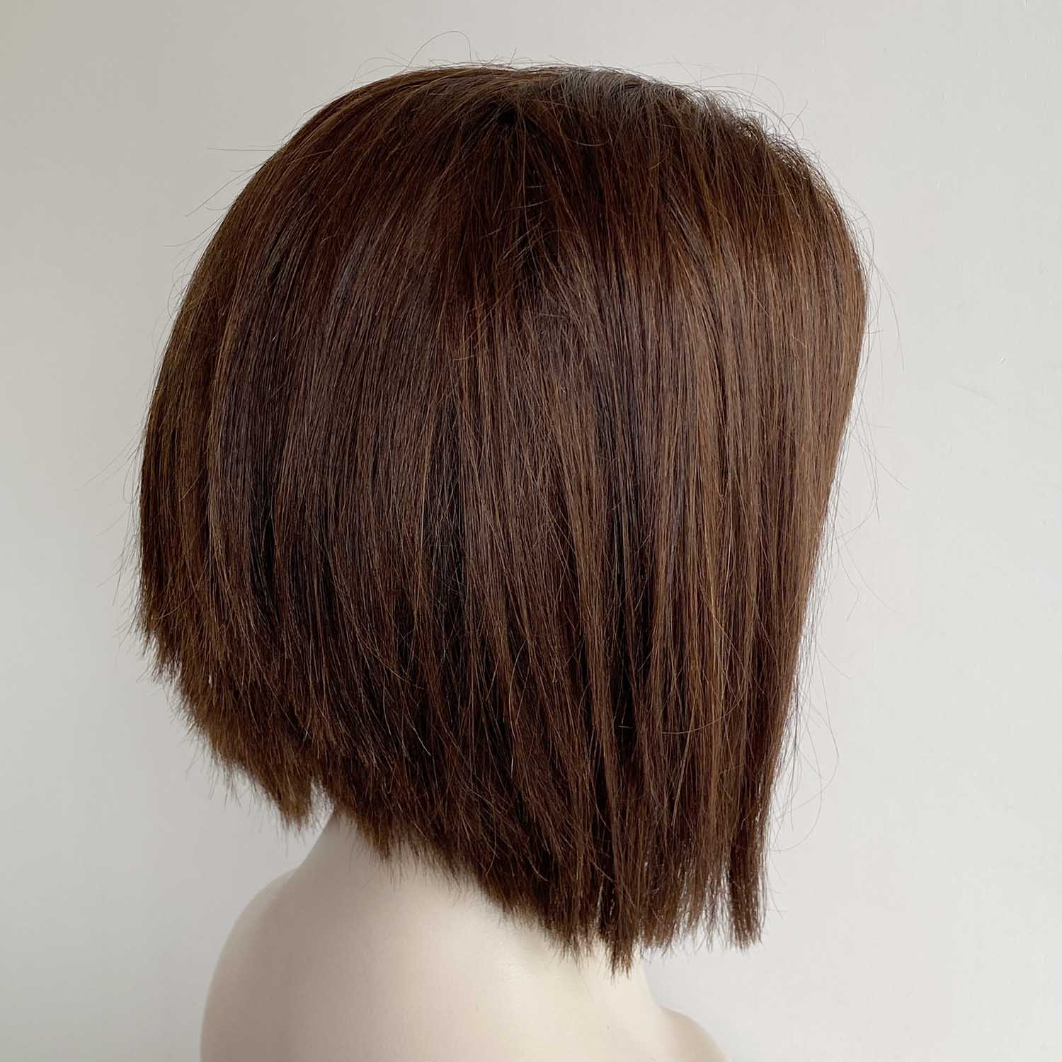 nevermindyrhead Women Brown Human Hair Wig Lace Front Short Bob Side Part Natural Looking 10 Inches
