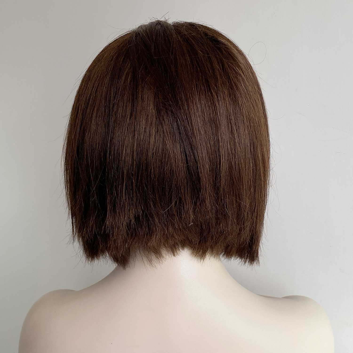 nevermindyrhead Women Brown Human Hair Wig Lace Front Short Bob Side Part Natural Looking 10 Inches