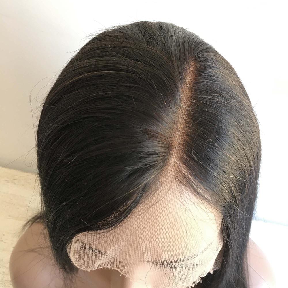 nevermindyrhead Women Natural Black Human Hair 13X6 Lace Front Wig Long Straight Hair Side Part