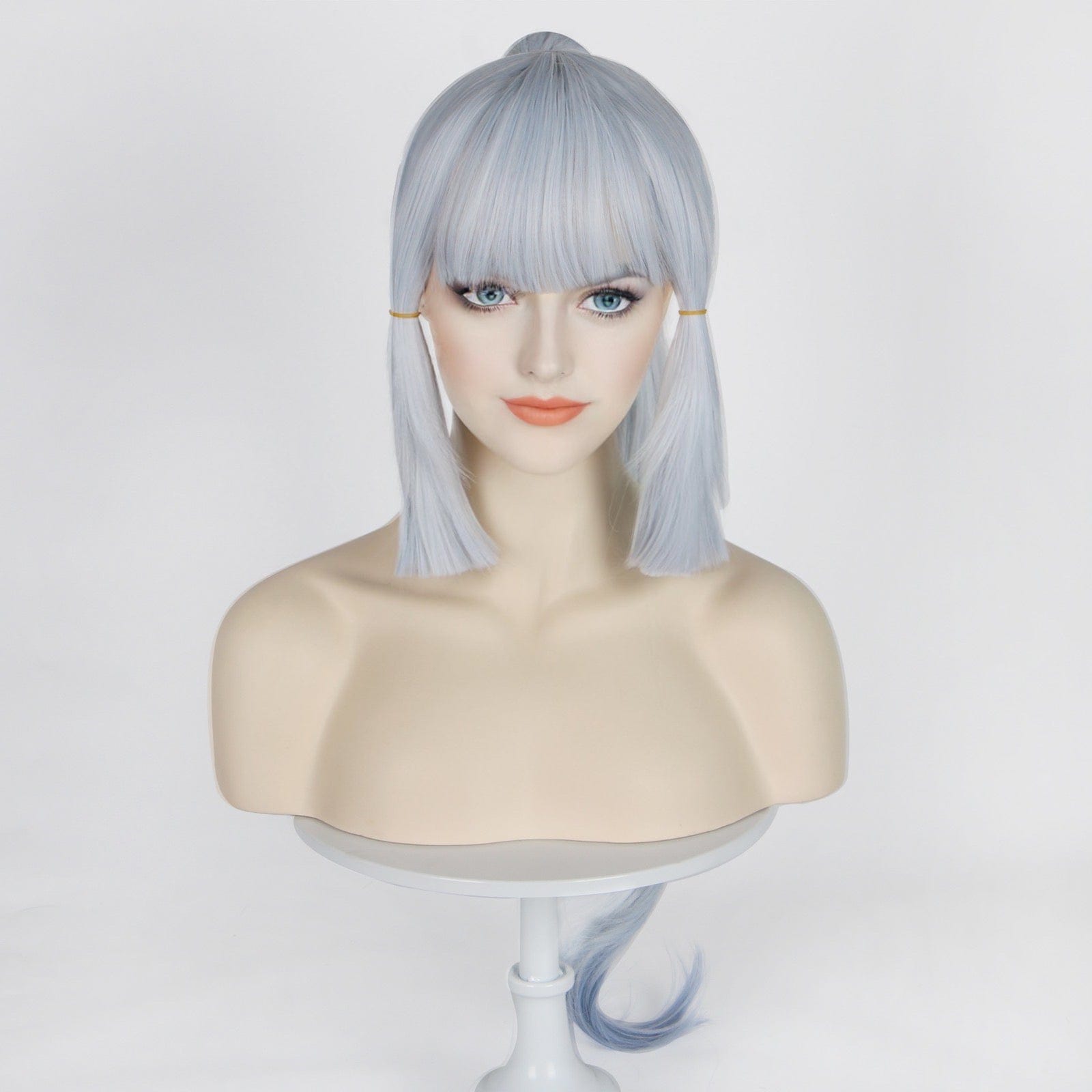 nevermindyrhead Women Ombre Greyish Blue Long Straight Layers Top Ponytail Japanese Princess Style Cosplay Wig