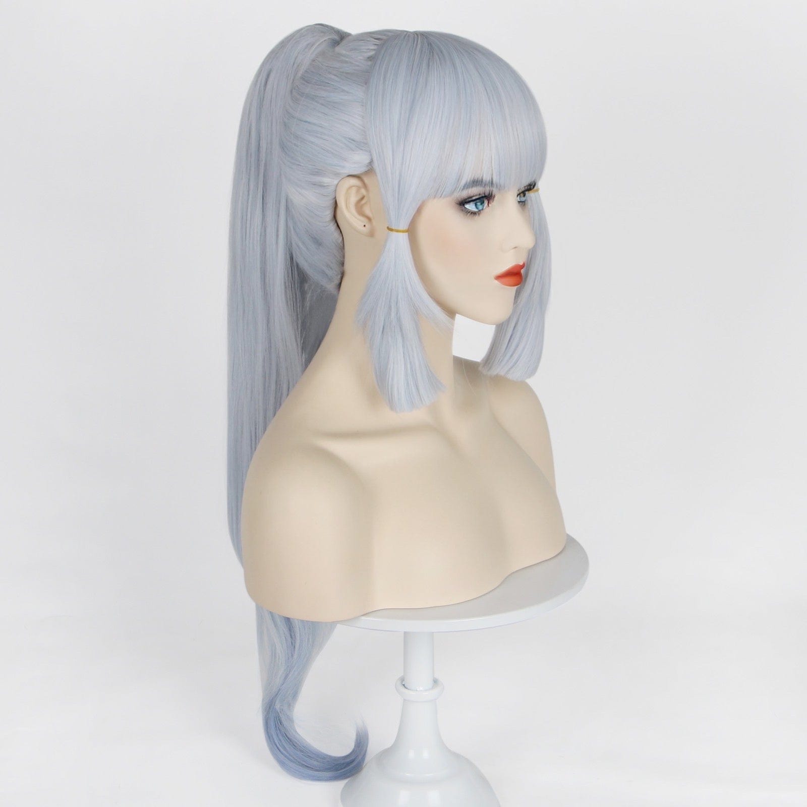 nevermindyrhead Women Ombre Greyish Blue Long Straight Layers Top Ponytail Japanese Princess Style Cosplay Wig