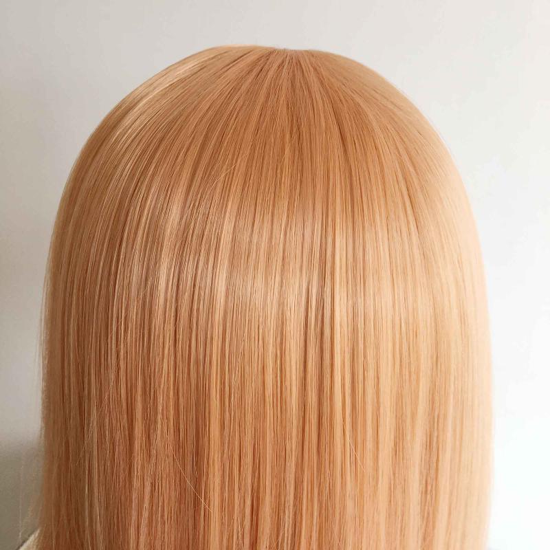 nevermindyrhead Women Peach Orange Lace Front Wig Middle Part Long Straight Hair