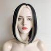 Women Skunk Stripe Wig, Black And 613 Blonde Short Straight Bob Side Part Wig