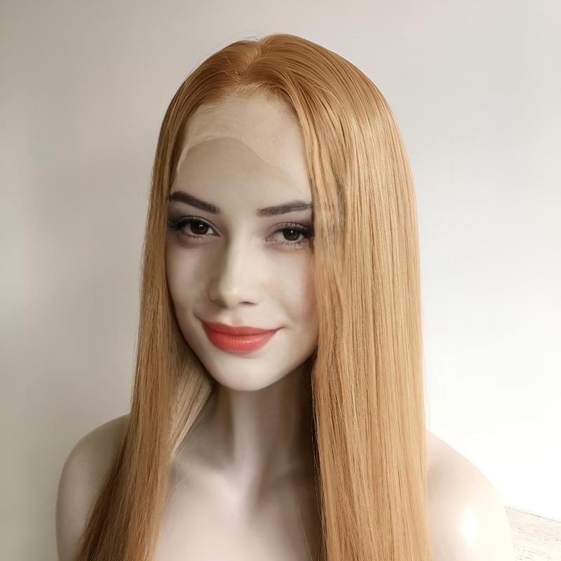 nevermindyrhead Women Strawberry Blonde Lace Front Wig Middle Part Long Straight Hair