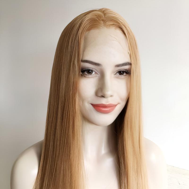 nevermindyrhead Women Strawberry Blonde Lace Front Wig Middle Part Long Straight Hair