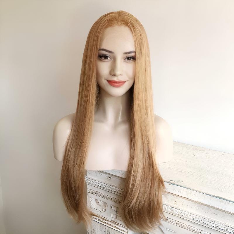 nevermindyrhead Women Strawberry Blonde Lace Front Wig Middle Part Long Straight Hair