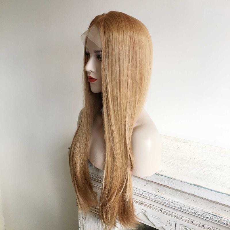nevermindyrhead Women Strawberry Blonde Lace Front Wig Middle Part Long Straight Hair