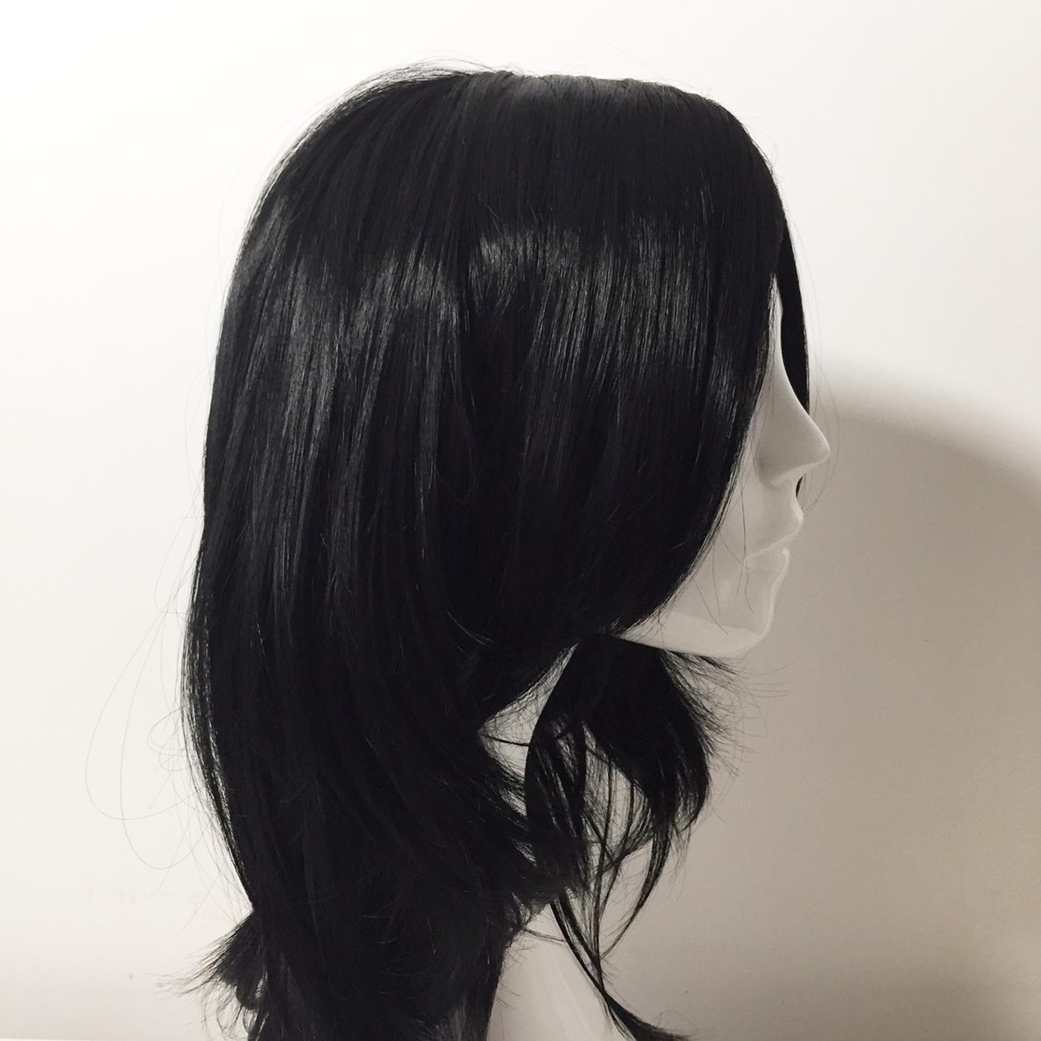 nevermindyrhead Men Black Long Straight Layered Side Swept Bangs Cosplay Wig