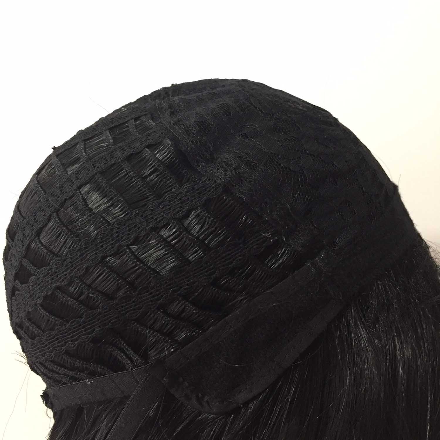 nevermindyrhead Men Black Long Straight Layered Side Swept Bangs Cosplay Wig