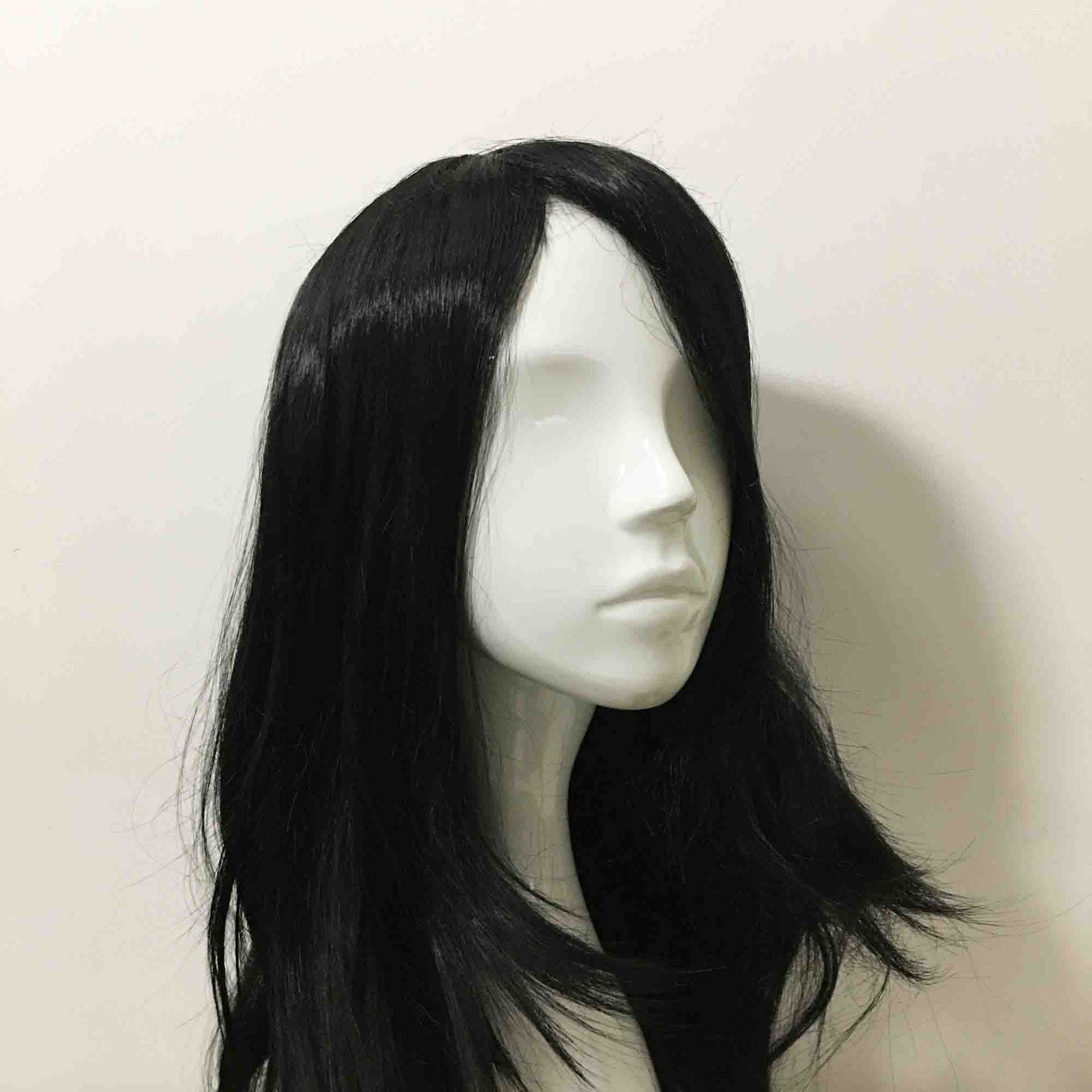 nevermindyrhead Men Black Long Straight Side Swept Bangs Layered Gothic Cosplay Wig