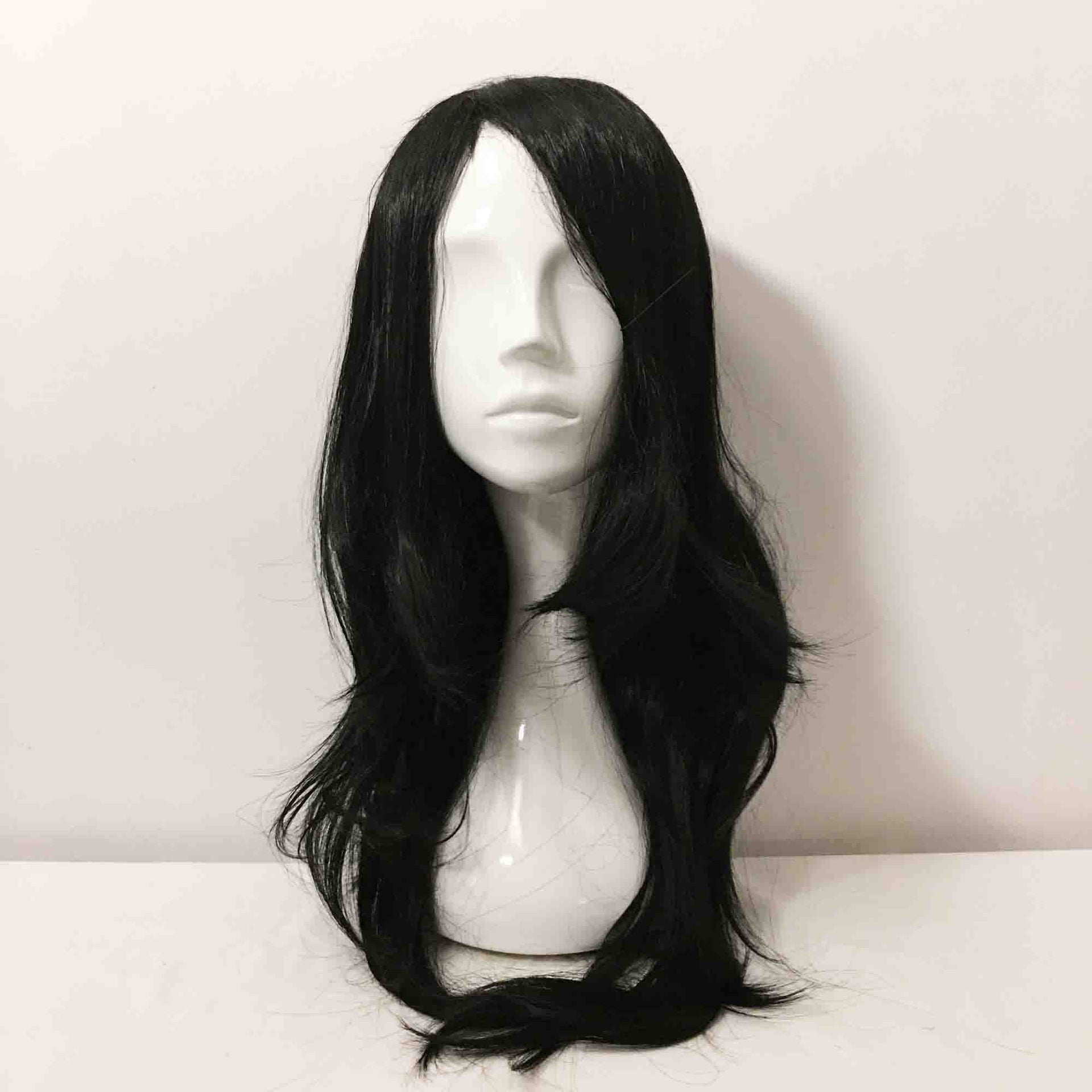 nevermindyrhead Men Black Long Straight Side Swept Bangs Layered Gothic Cosplay Wig
