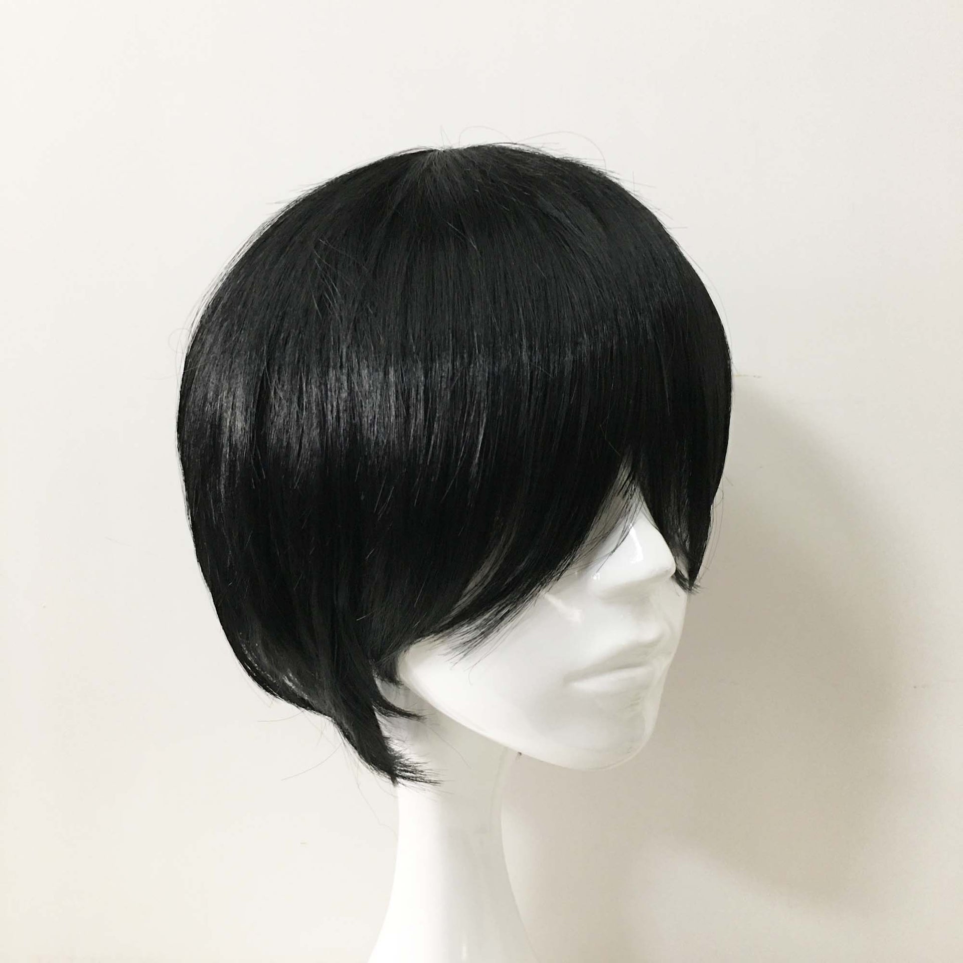 nevermindyrhead Men Black Short Straight Extra Long Bangs Cosplay Wig