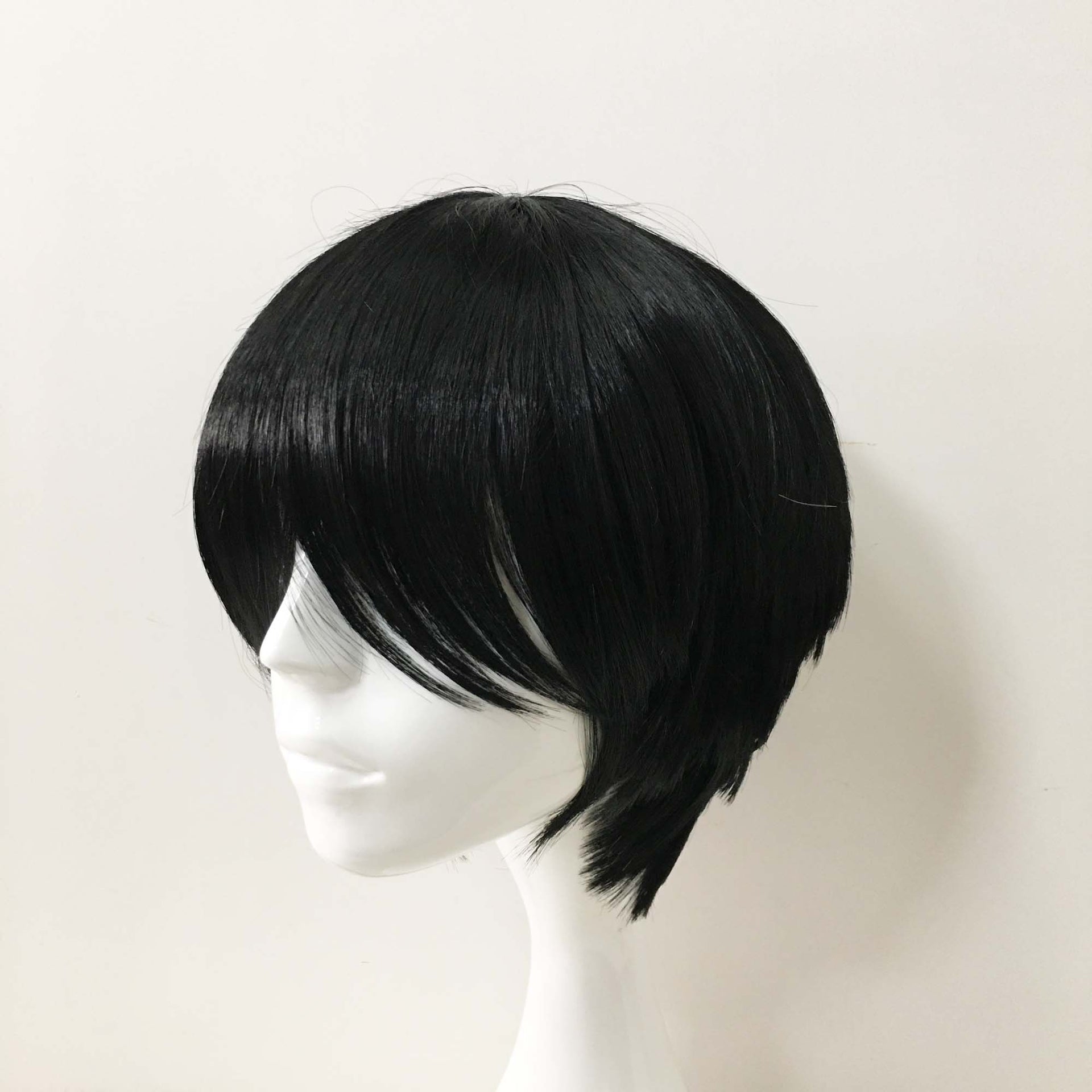 nevermindyrhead Men Black Short Straight Extra Long Bangs Cosplay Wig