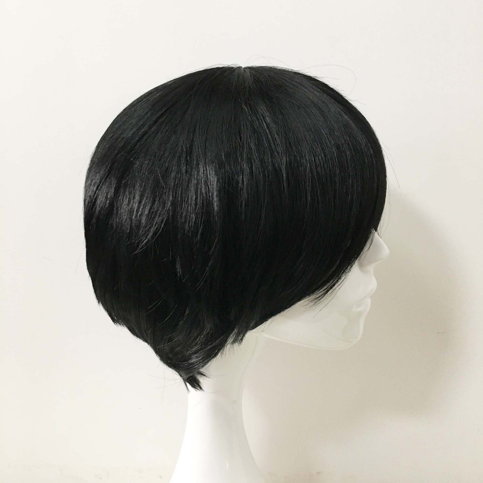 nevermindyrhead Men Black Short Straight Extra Long Bangs Cosplay Wig