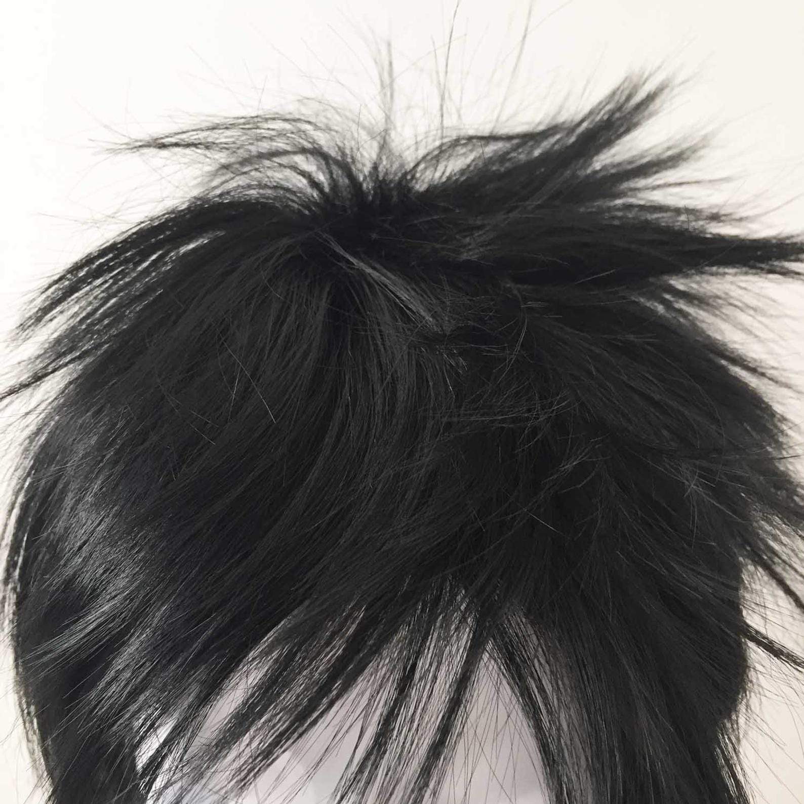 nevermindyrhead Men Black Short Straight Fringe Bangs Cosplay Wig
