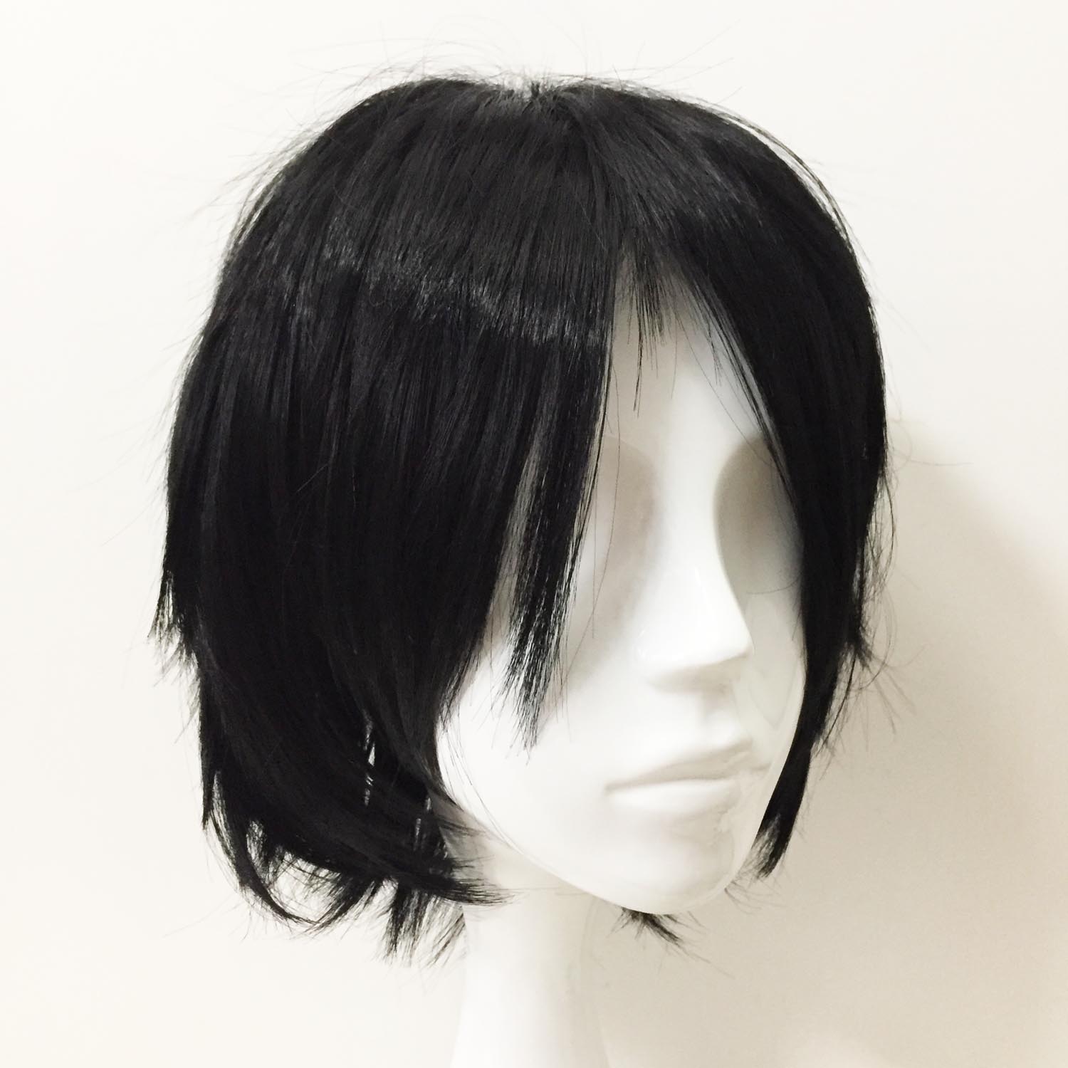 nevermindyrhead Men Black Straight Long Bangs Middle Part Cosplay Wig