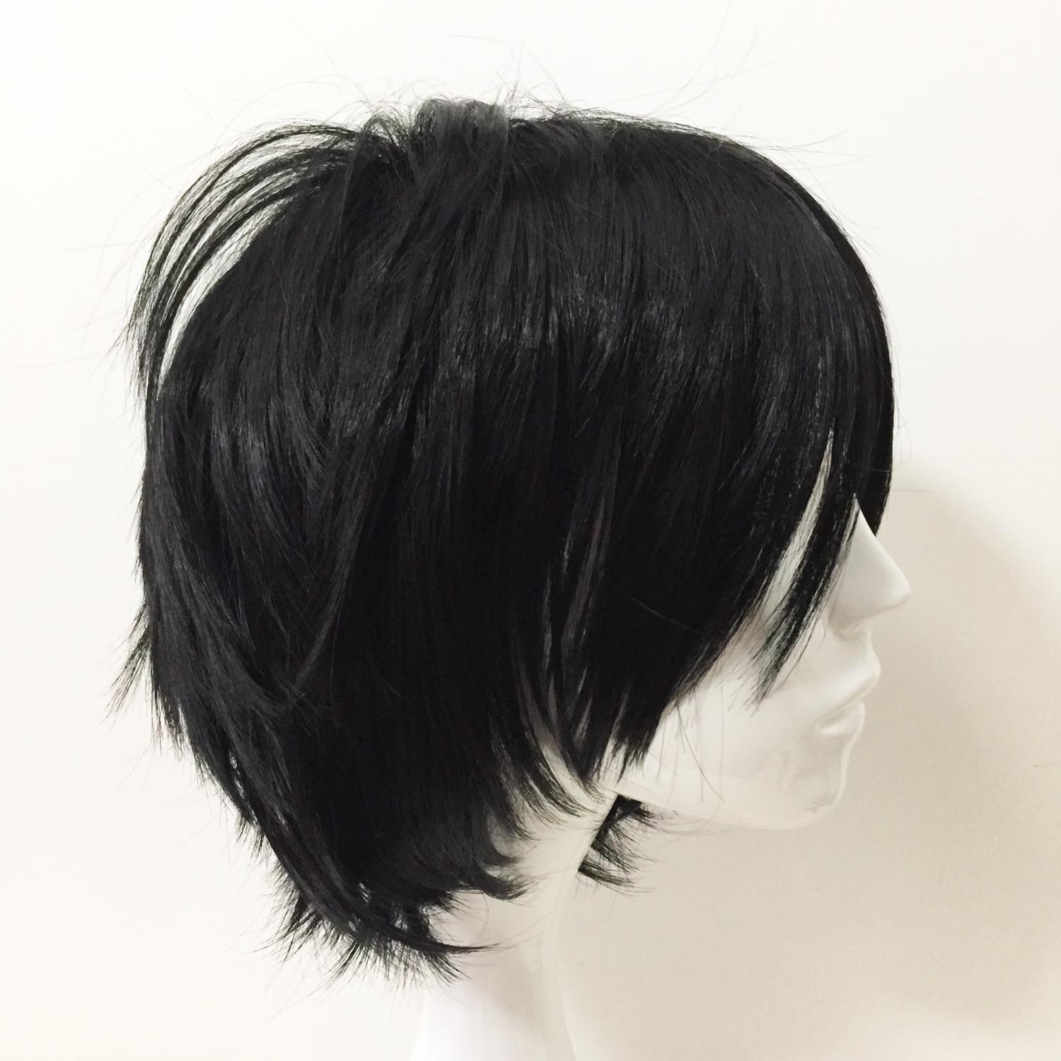 nevermindyrhead Men Black Straight Long Bangs Middle Part Cosplay Wig