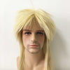 Blonde lange gerade federnde Vokuhila-Punk-Perücke für Männer