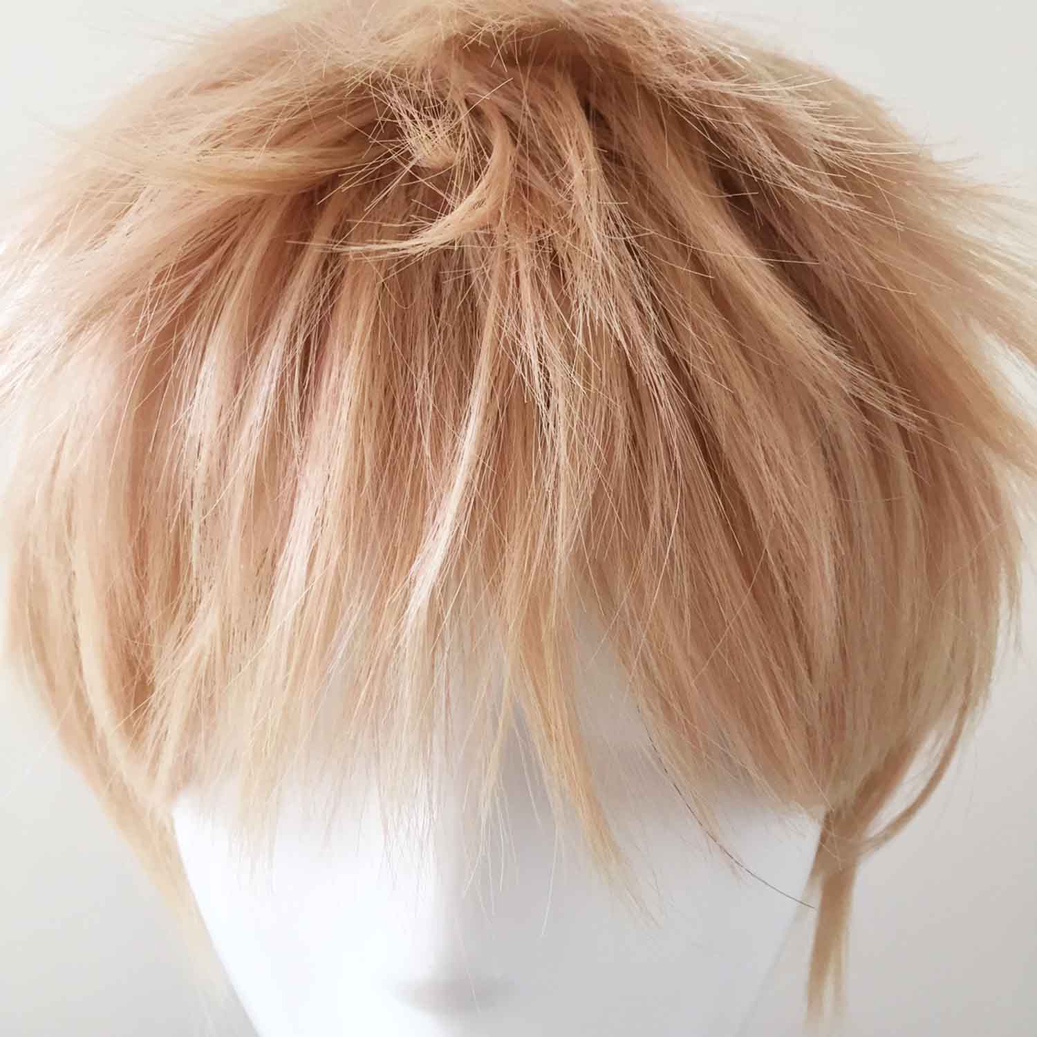 nevermindyrhead Men Blonde Short Straight Fringe Bangs Layered Cosplay Wig
